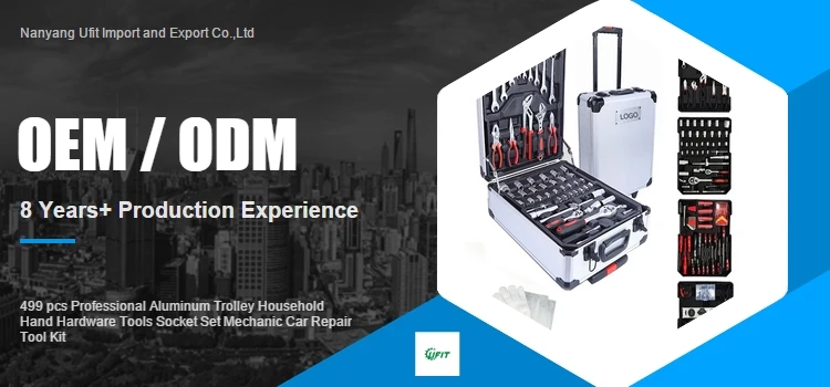 499 Pcs Professional Aluminum Trolley Household Hand Hardware Tools Socket Set Mechanic Car Repair Tool Kit