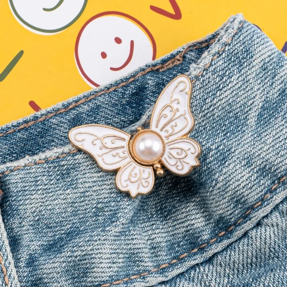1Pair Adjustable Butterfly Waist Reducer Clip Adjustable Jeans Button No Sew Detachable Waistband Resizer Magic Tool