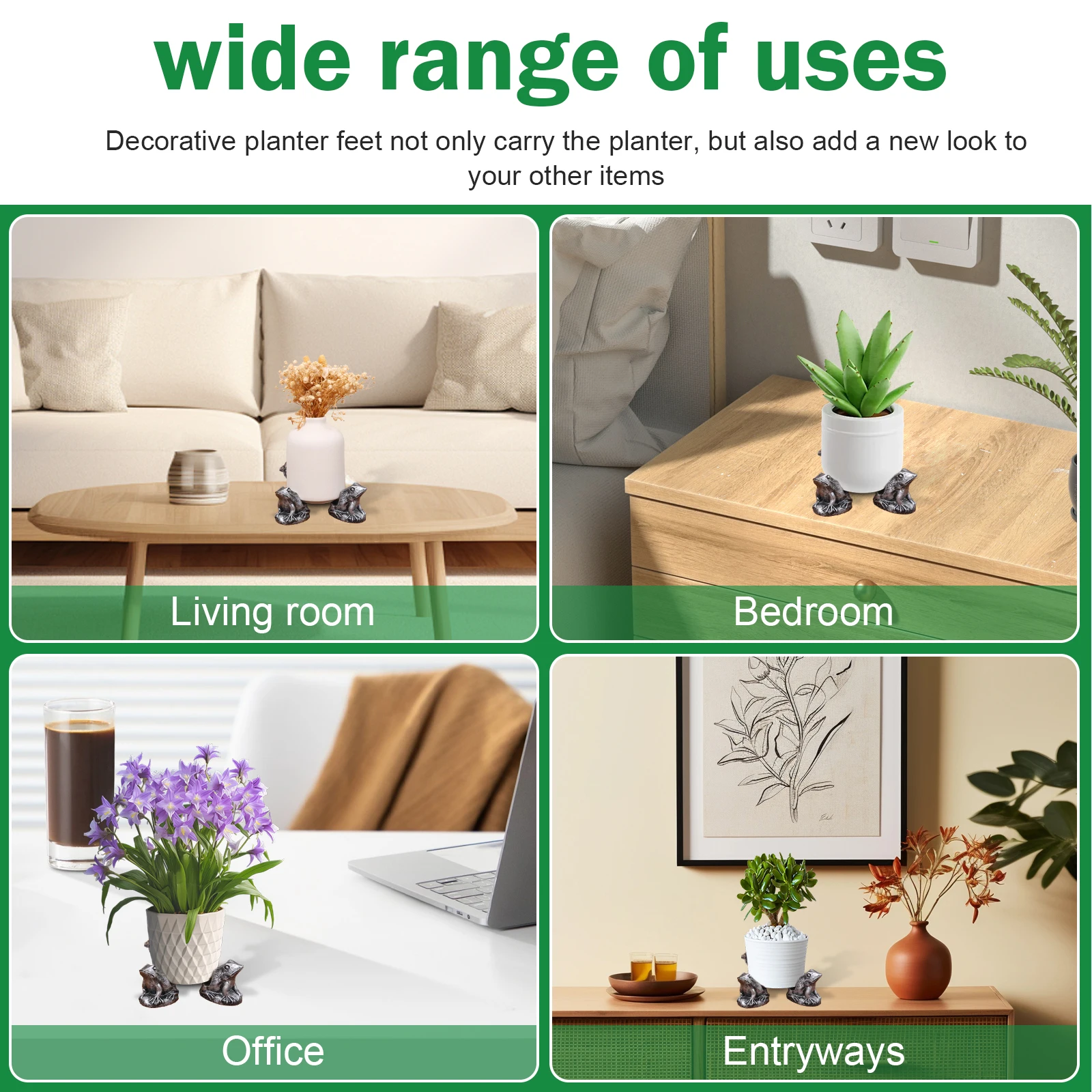 6Pcs Decorative Pot Base Feet Tortoise/Frog/Dog Style Pot Base Feet Garden Accessories Flower Pot Holder for Improve Drainage