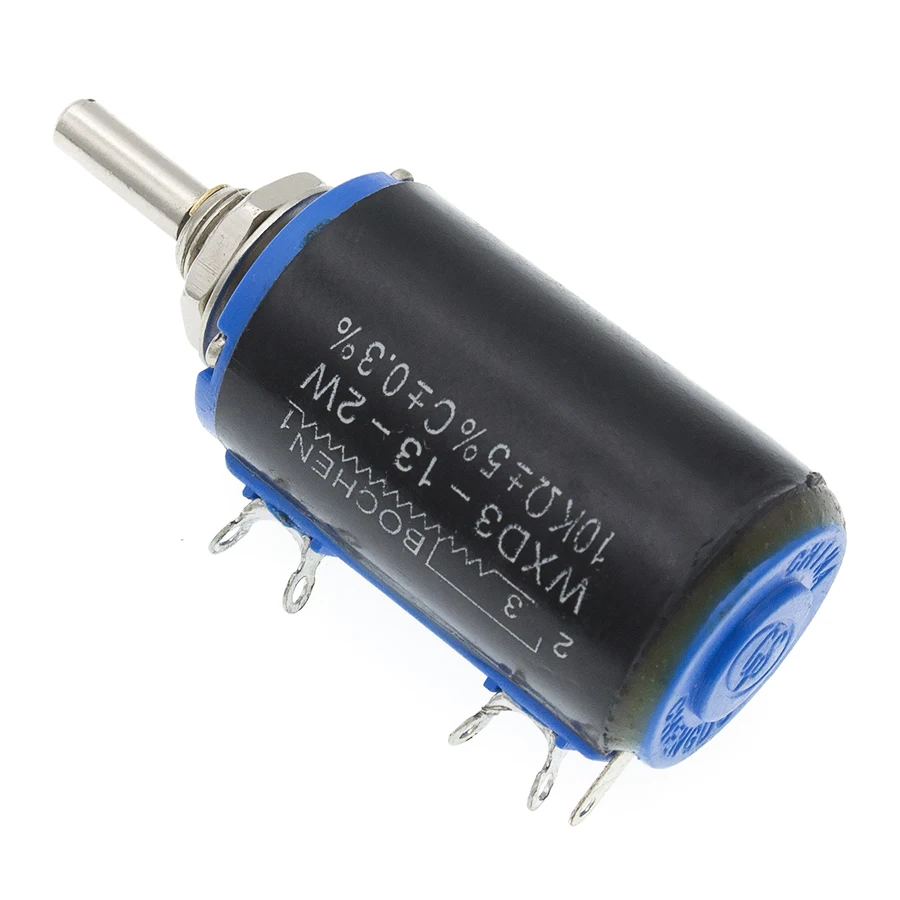 Multiturn Potentiometer, Rotary Potentiometer, Electronic Components WXD3-13-2W Shaft Dia 100Ohm 1K 10K 100K 101 102 103 104 Ohm Rotary side Multiturn Potentiometer