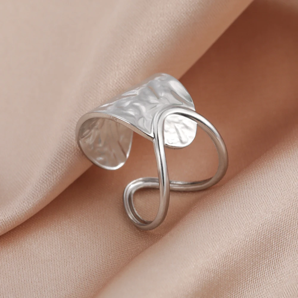 Teamer Anello in acciaio inossidabile per donna Anello da do aperto regolabile geometrico Cuore Fiore Foglia Serpente Gioielli Regalo di San Valentino  36