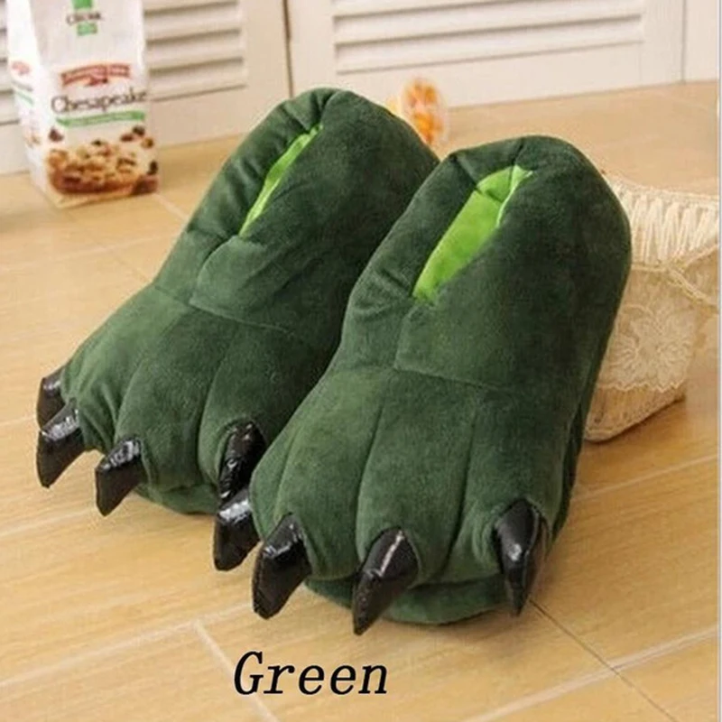Indoor Floor Slippers Winter Warm Soft Women Men Shoes Paw Funny Animal Christmas Monster Dinosaur Claw Plush Home