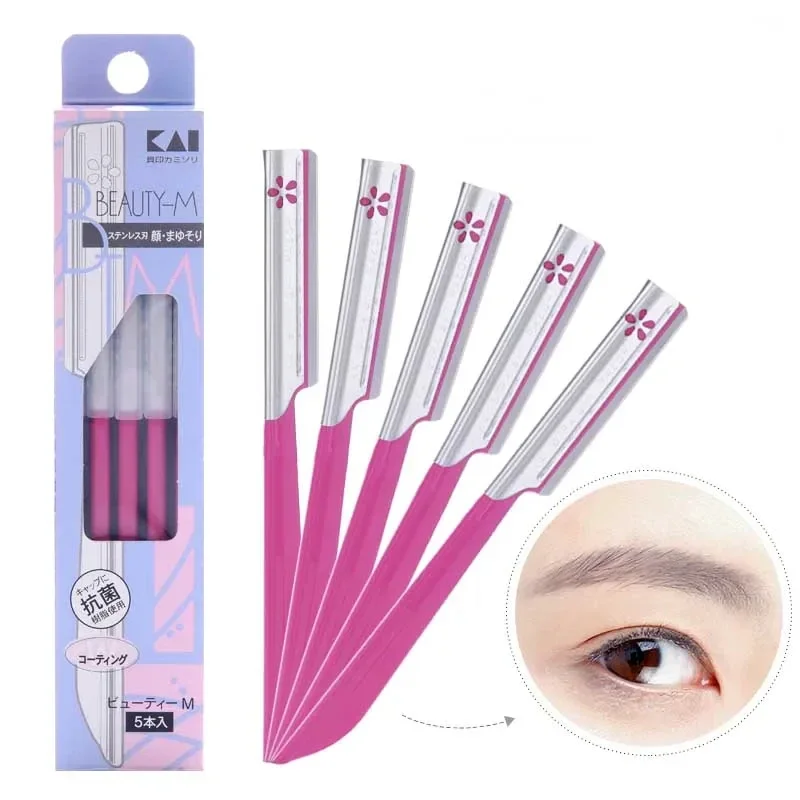 5pcs Eyebrow Epilator Sets  Face Blade Shaver Portable Stainless steel Hair Removal Safety Eyebrow Cutting Woman Makeup Tools 2