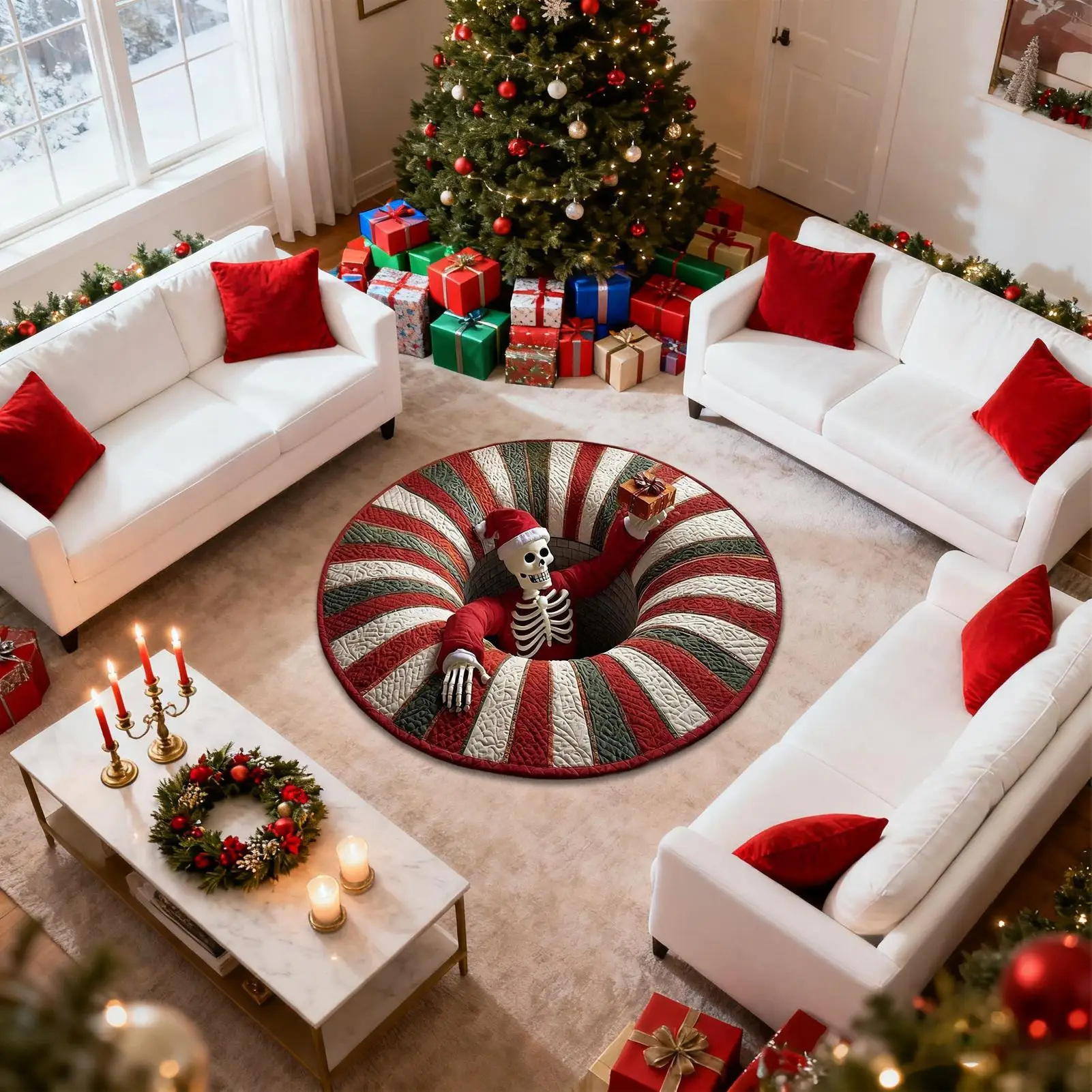 3D Rug Christmas Home Decor Skeleton Skull Non-Slip Visual Door Carpet For Kitchen Entryway Entrance Indoor Bathroom Bedroom