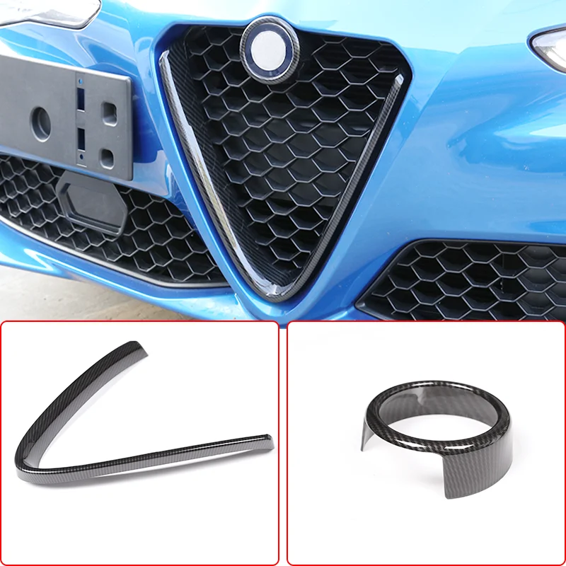 

For 17-20 Alfa Romeo Giulia front center mesh v-frame decorative front logo decorative ring car decorative accessories ABS