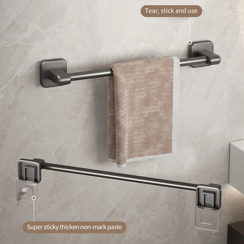 Self-adhesive Towel Holder Space Aluminum No Drilling Bathroom Towel Organizers Bar Bathroom Shelves Hand Bar towel rack towel holder bathroom facilities