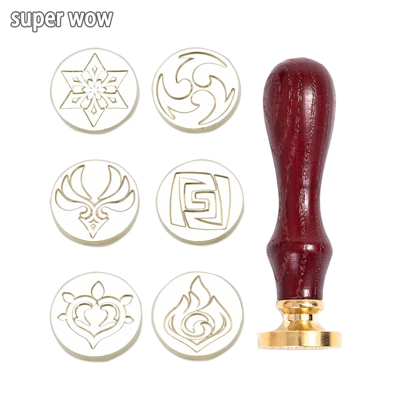 Gioco Genshin Impact Fire Laccate Seals Set Eye Of God Vision Element Accessori Regali Invito A Nozze Sigillo Timbro Di Cera