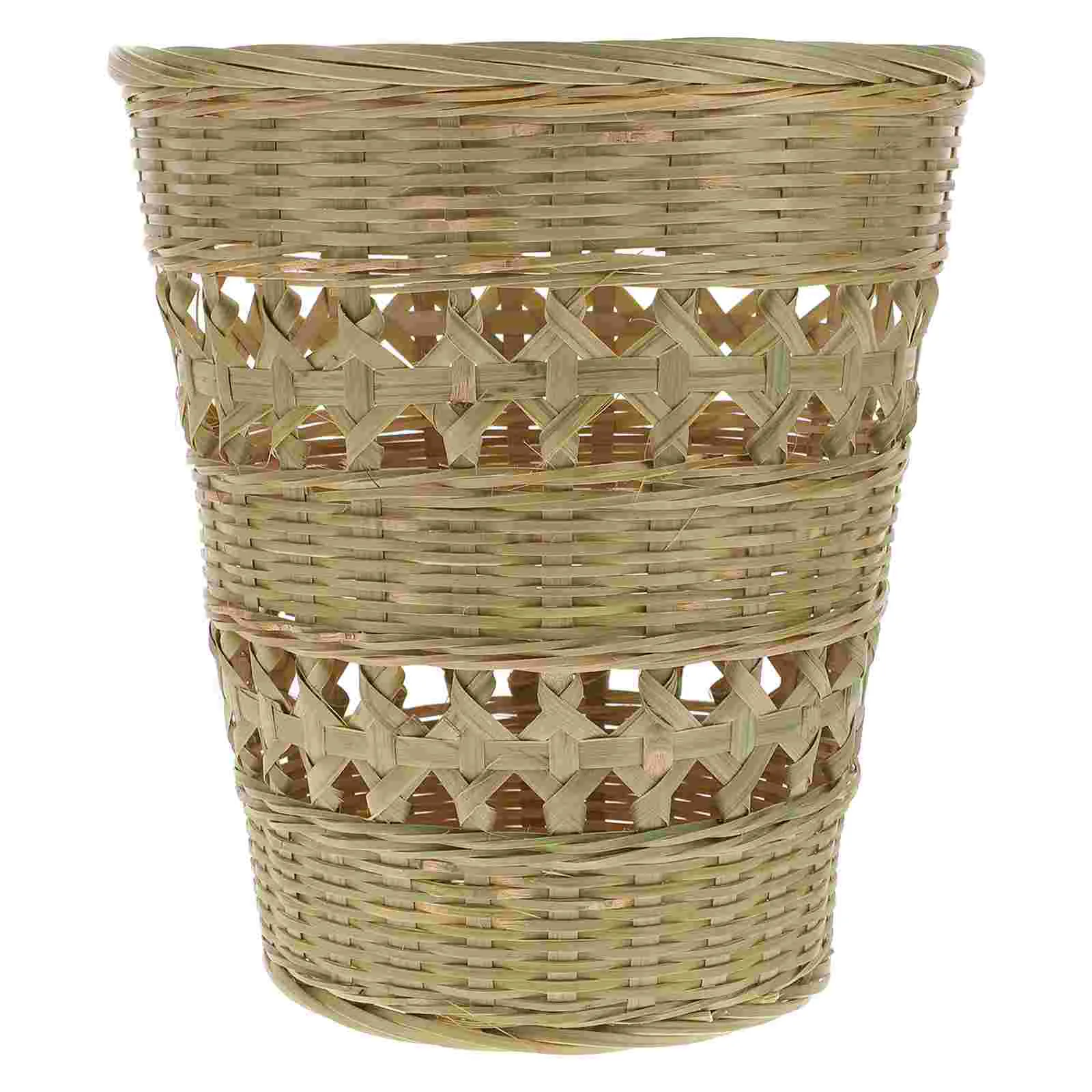 

Bamboo Trash Can Woven Laundry Basket with Lid Rustic Style Weaving Weave Rubbish Container Handmade Storage Office Manual