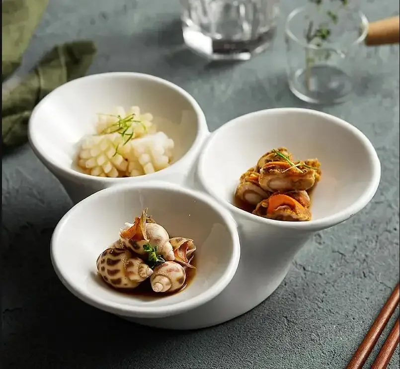 

Креативная трехярусная тарелка для закусок, керамическая тарелка, украшение для ресторана, основное блюдо, конфеты, столовая посуда для дома и кухни