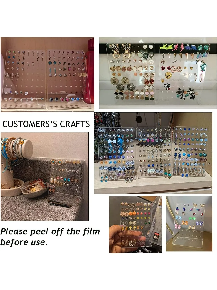 4 Pack Earring Holder 42 Holes Small Ear Studs Display Stand L-Shape Earrings Jewelry Show Rack Stand Organizer Plastic Display