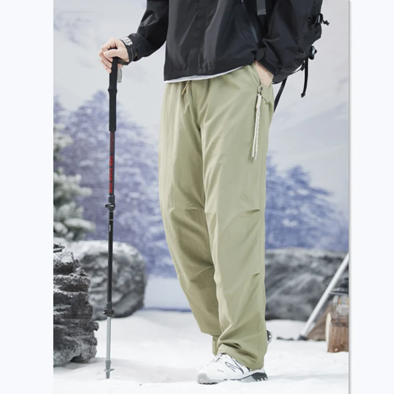 남성용 대형 스노우 다운 팬츠, 야외 여행 등산, 채워진 봉제 캐주얼 스포츠 바지, 캠핑 롱, 겨울