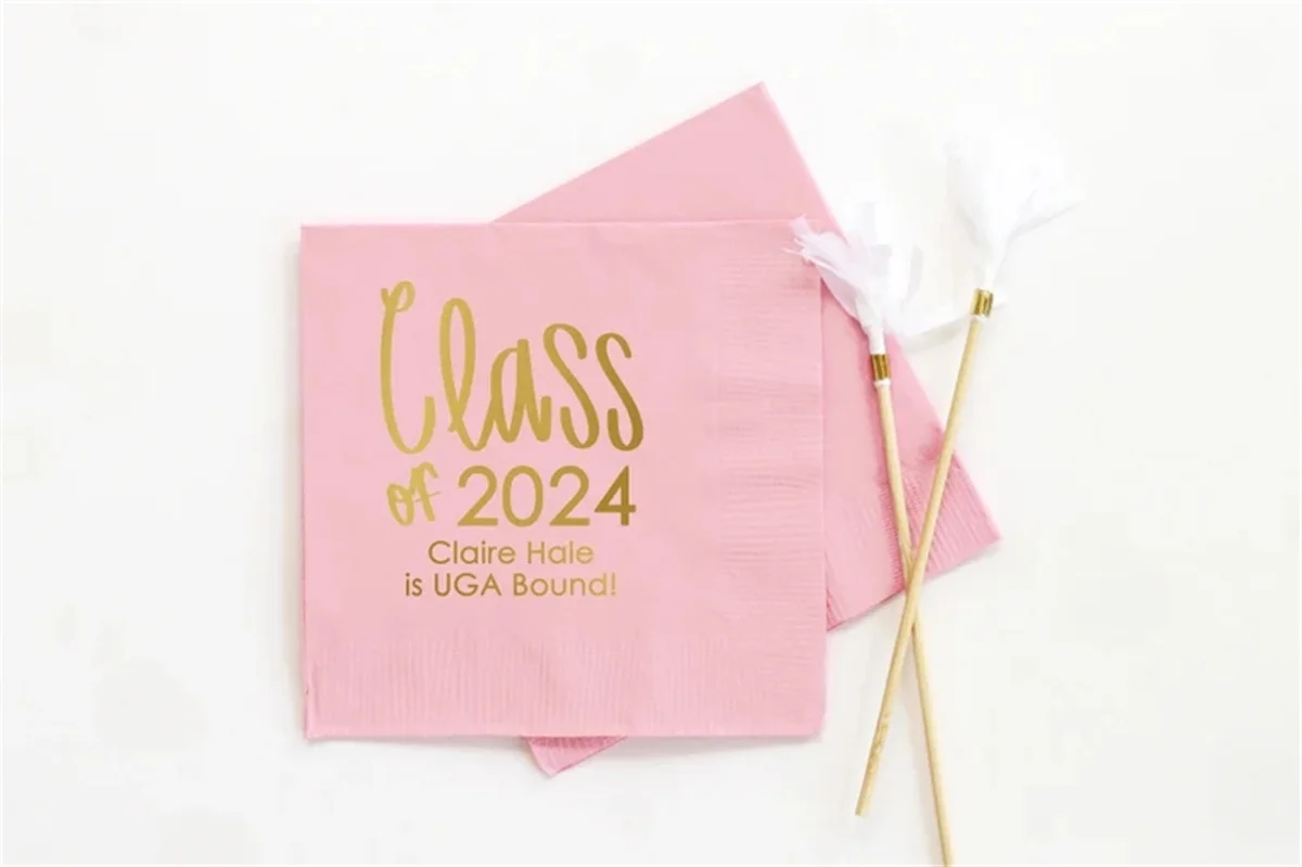 

50 PCS Class of 2024 Napkins Personalized Graduation Napkins Custom Beverage Napkins Graduation Party Supplies 2024 Grad Party C