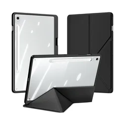 DUX DUCIS Clear Tablet Case with Detachable Snap - On Cover, S Pen Holder, and Auto Wake/Sleep Function - S9 FE Plus (Black)