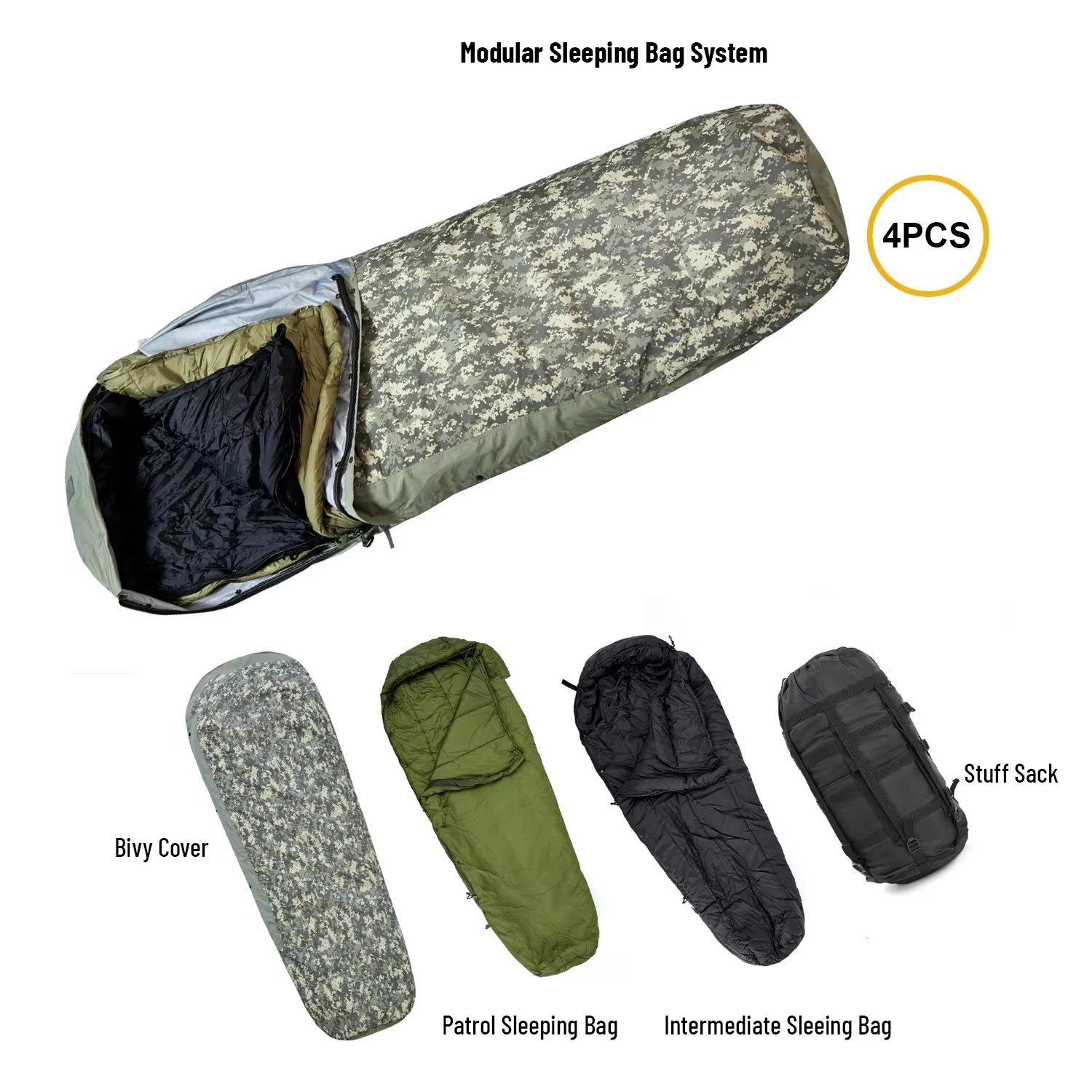 ［TK］MODULAR SLEEPING BAG SYSTEM ミリタリー Genuine Issue Military Surplus 5 Piece Modular Sleep System