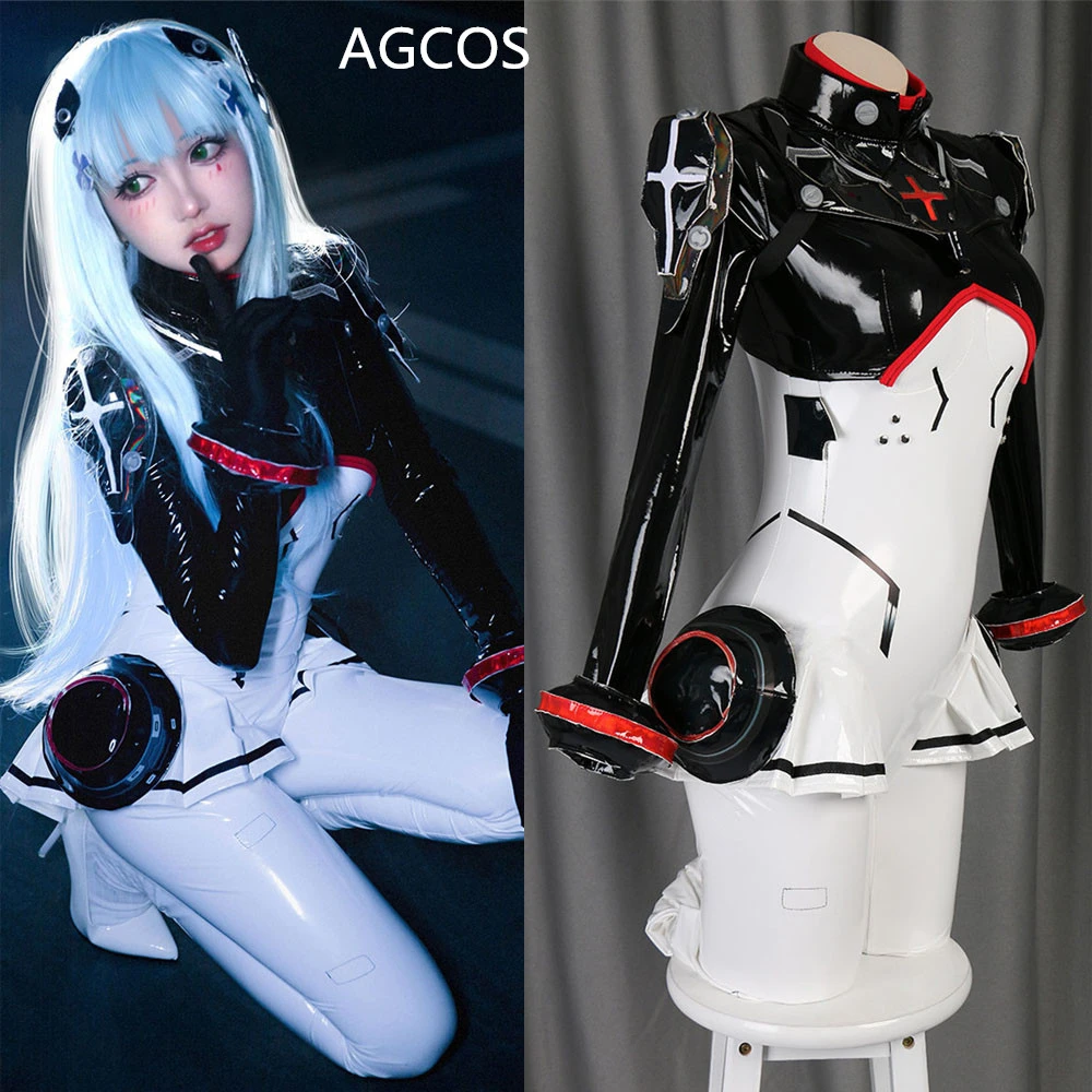 AGCOS-걸스 프론트라인 HK416 더진 EVA 코스프레 의상, 여성 가죽 점스 슈트, 게임 의류, 섹시한 코스프레