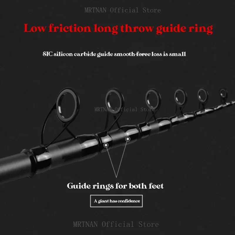 2.1m/2.4m Carbon Fiber Spinning Fishing Rod Super Light Telescopic Fishing Rod Long Distance Handle Sea Pole Lure 30g-200g 3