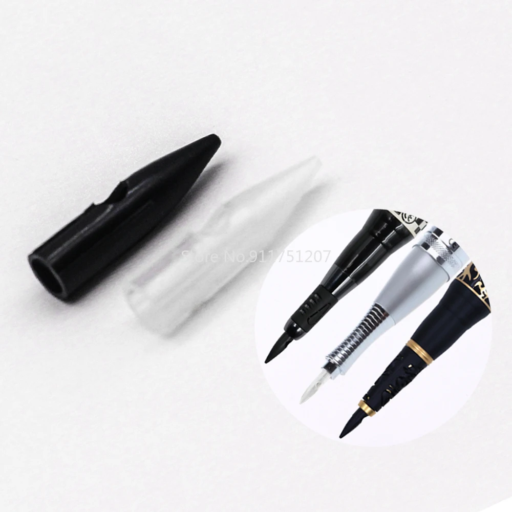50pcs 1R Needle Tips Transparent/ Black Permanent Makeup Eyebrow and Lip Mosaic/Dragon/Merlin Tattoo Machine Needle Caps