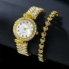 2/1pcs Luxury Fashion Women Watch Set Silver Strap Ladies Quartz Wristwatch Alloy Bracelet for Ladies Jewelry Set Clock Gift 3