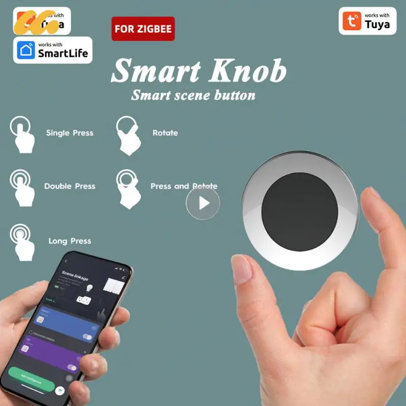 Tuya Zigbee Smart Knob Switch Ruota La Pressione Wireless Scene Switch Button Controller Smart Life App Control Smart Home Per Gateway