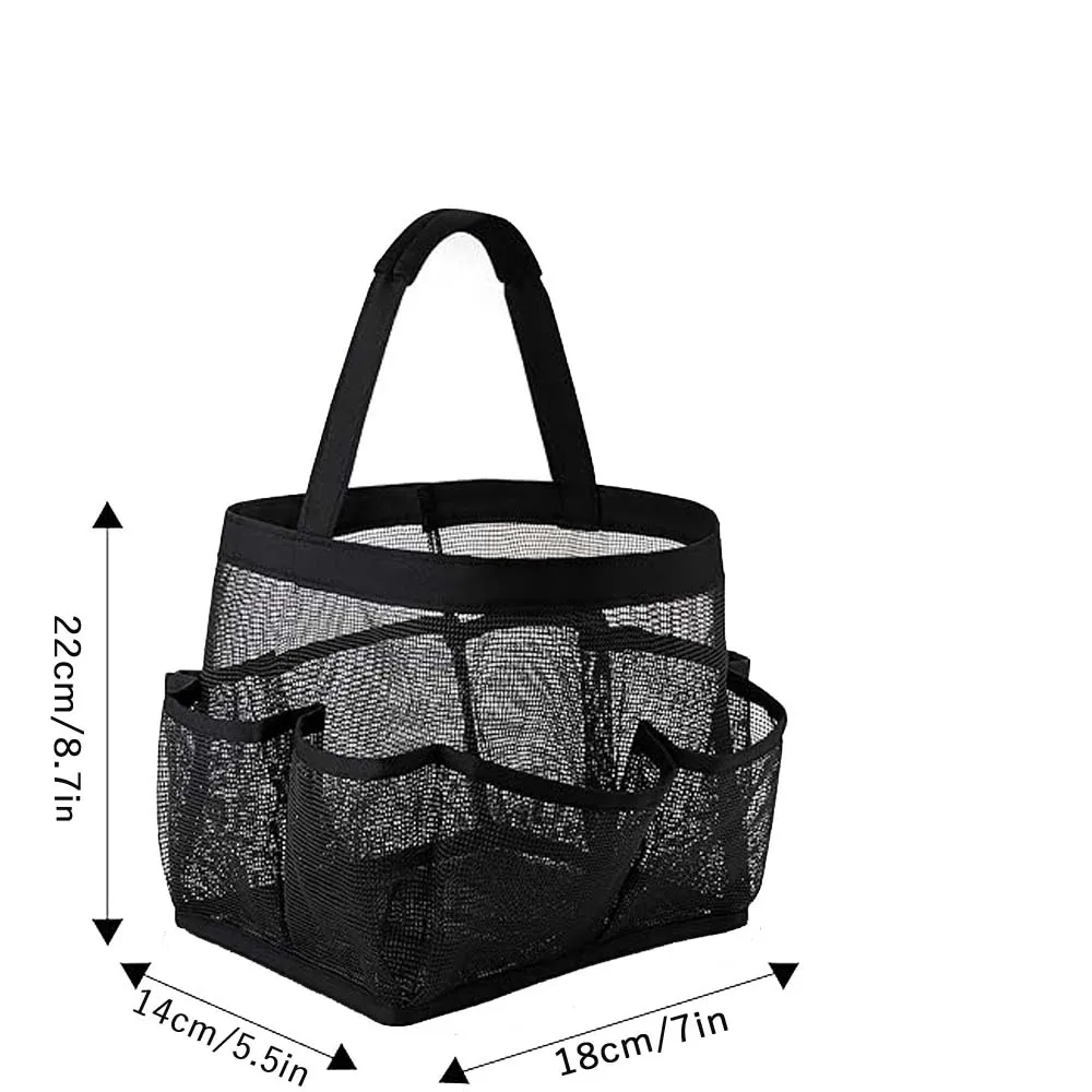 1pc Large Capacity Mesh Toiletry Bag, Portable Handbag for Going Out, Polyester Black Beach Bag, Suitable for Outdoor Play 2