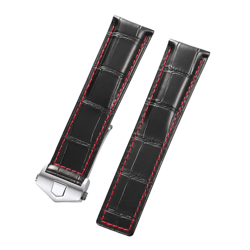 Premium Cowhide Leather Watchband - Waterproof Strap for Men and Women with Folding Buckle
