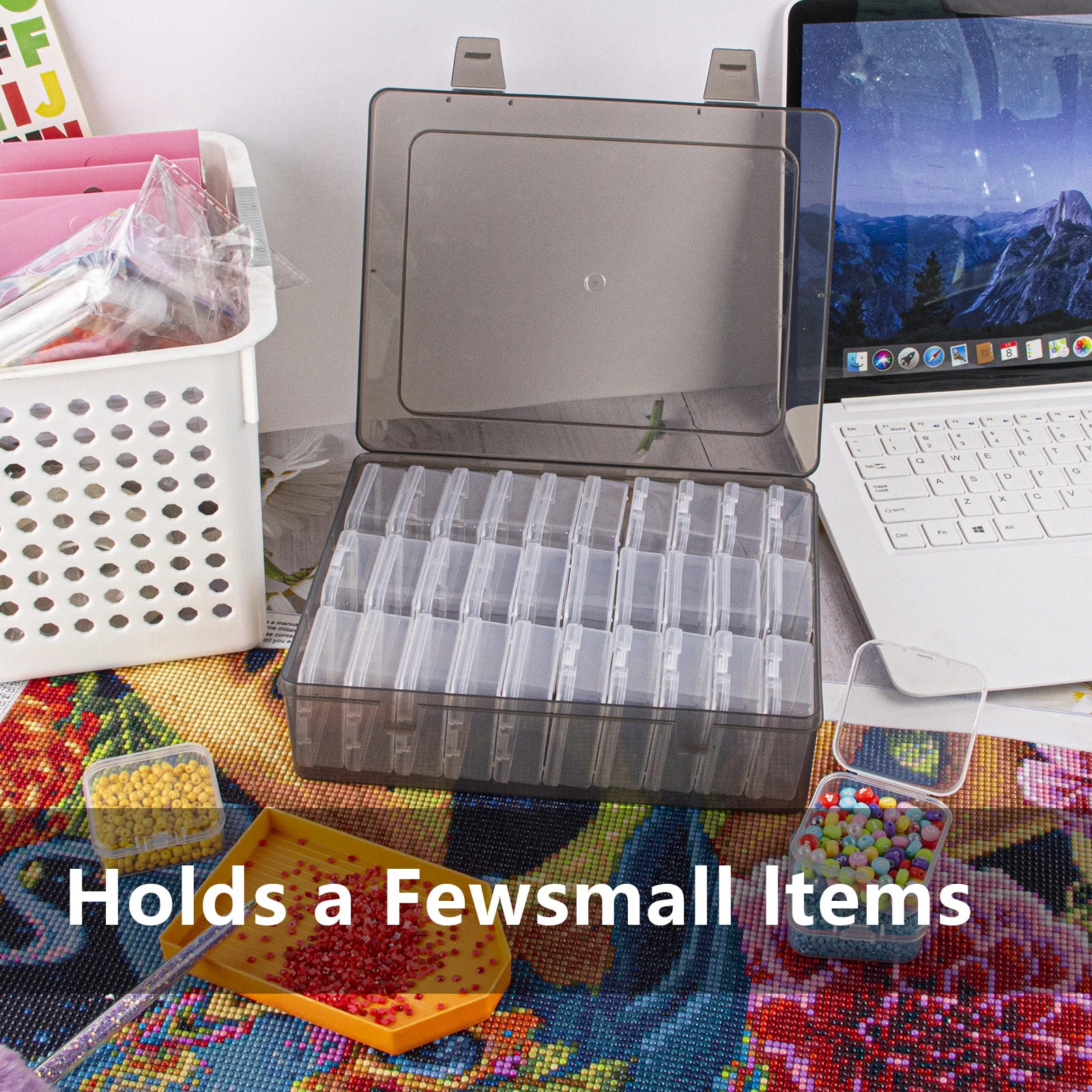 Small Bead Organizers 1 Set 30 Grid Bead Storage Containers Portable Organizer Storage Gift Diamond Painting Stone Beads