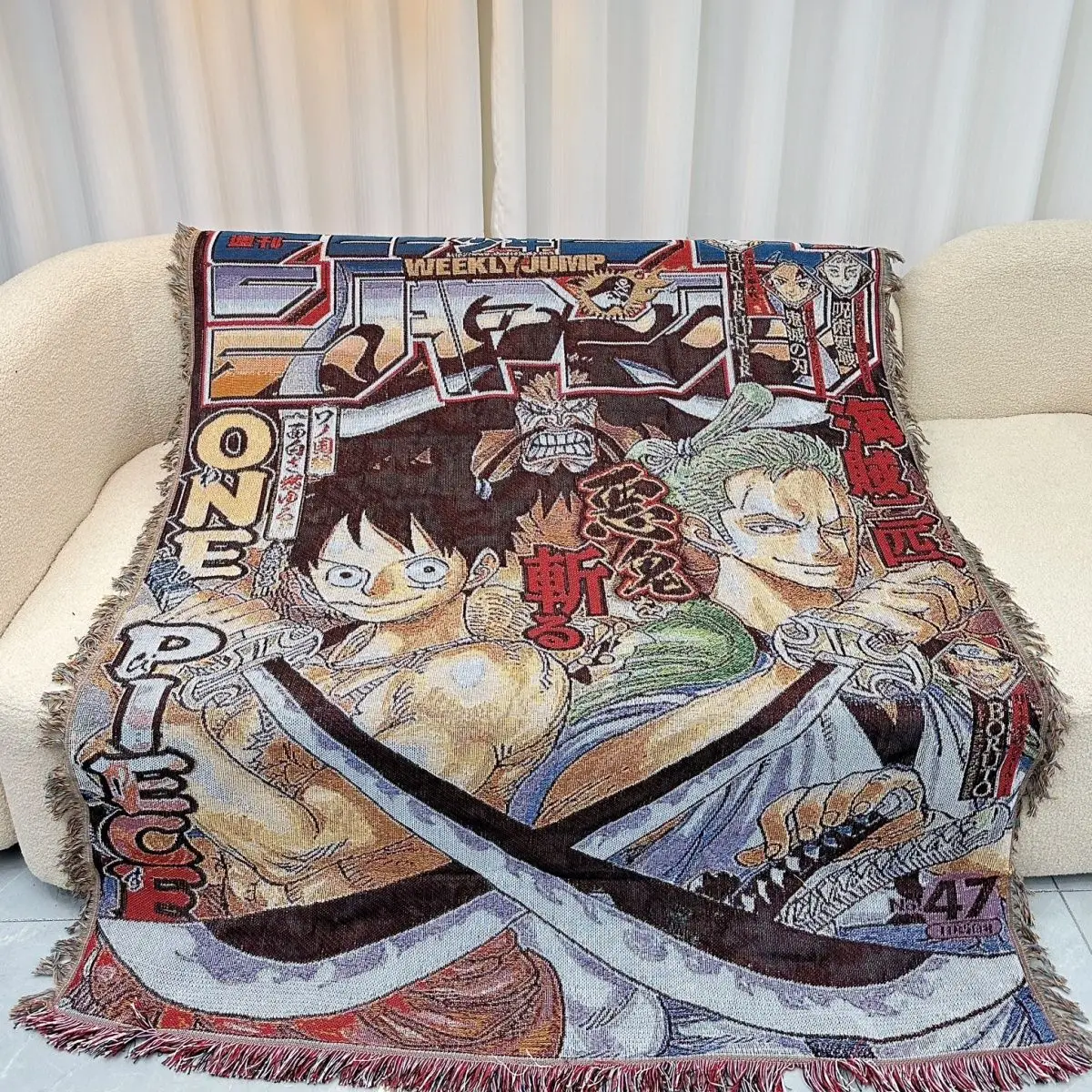 One Piece Anime Throw Towel Blanket Outdoor Camping Rug Bedspread