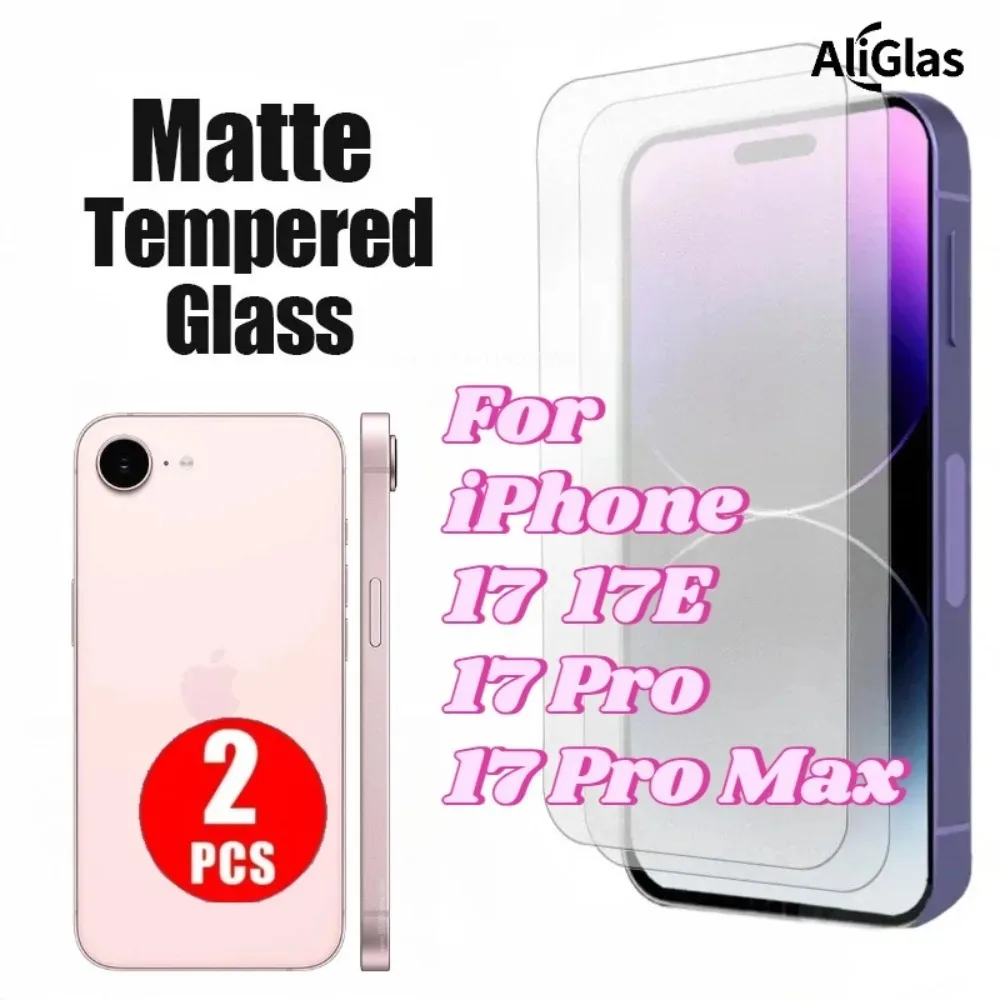 Lot de 2 films en verre trempé mat pour iPhone 17 Series, protection d'écran givrée pour iPhone 17 Pro Max, 17 Pro, 17E, anti-traces de doigts