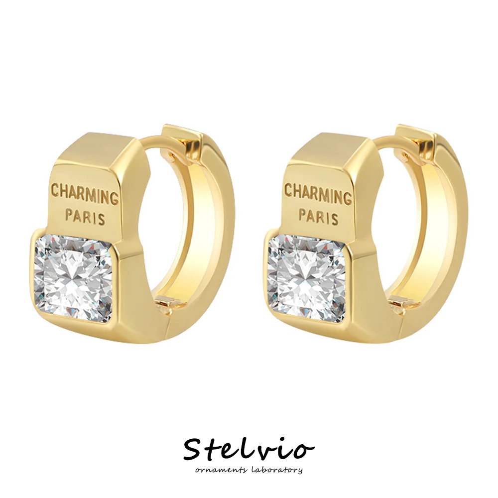 

Korean Version Vintage Gold Geometric Zircon Plating Earrings For Women Fine Jewelry Gift Ear Buckle Charm Accessories