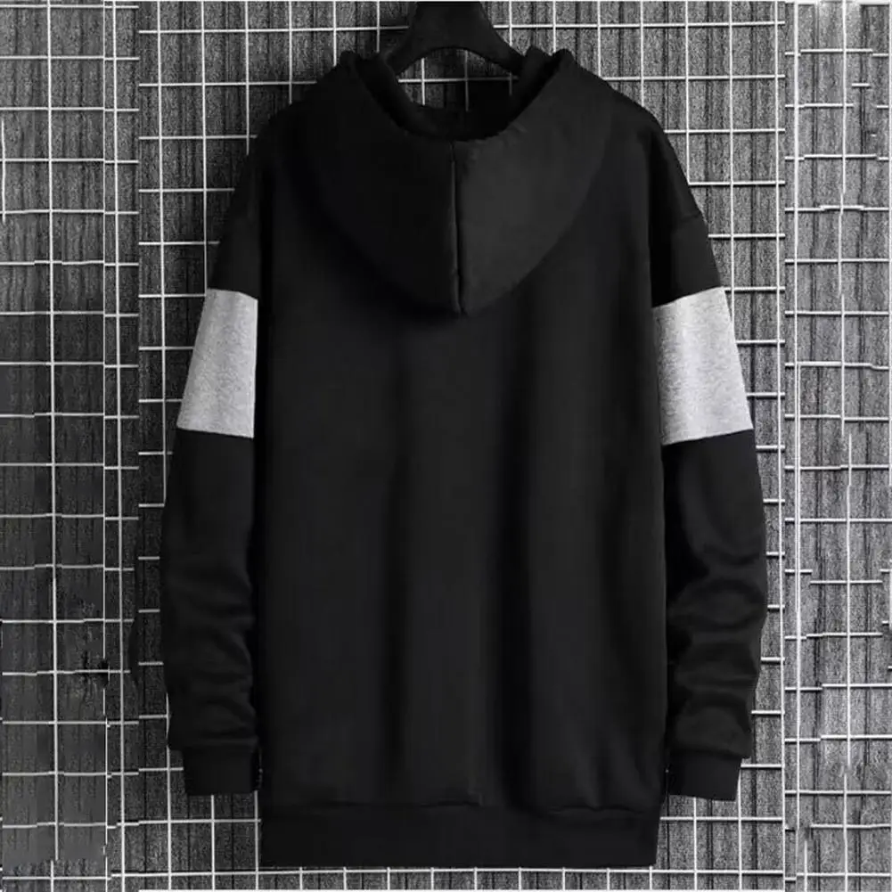 

Men Pullover Hoodie Soft Men Hoodie Cozy Men's Streetwear Hoodie Plush Color Matching Loose Fit Warm Elastic for Autumn/winter