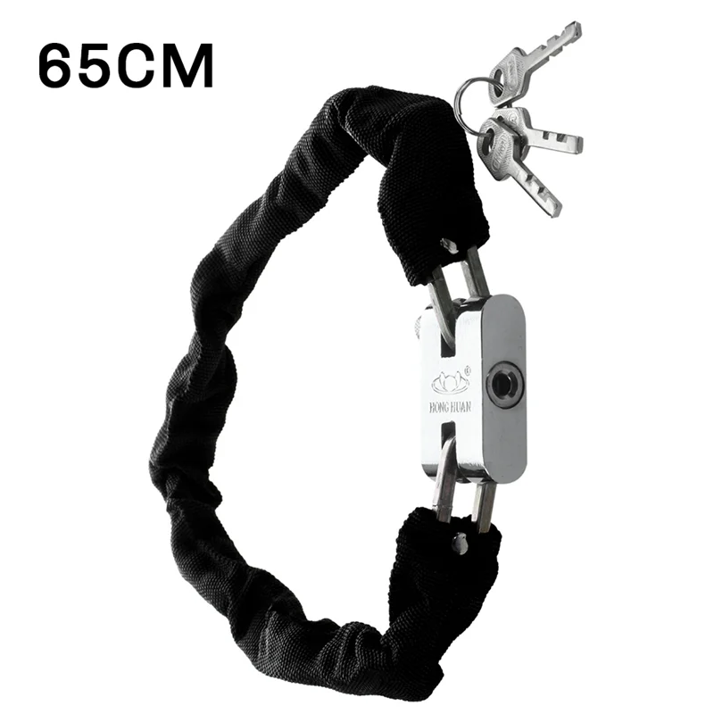 자전거 잠금장치 65CM 금속 MTB 로드 바이크 헤비 듀티 안전 잠금장치 오토바이 자물쇠 자전거 체인 잠금장치 키 포함 간편 설치