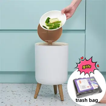 뚜껑이 달린 높은 발 프레스 쓰레기통, 주방 쓰레기통, 변기 쓰레기통, 프레스 커버, 나무 곡물 발 쓰레기통