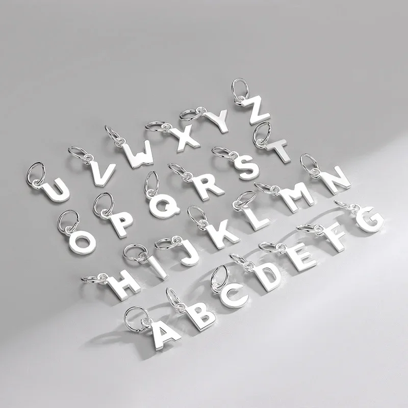 TrustDavis Real 925 Sterling Silver 26 Letters Charm Pendant Handmade DIY Fit Necklace Fine Jewelry Accessories DH0020
