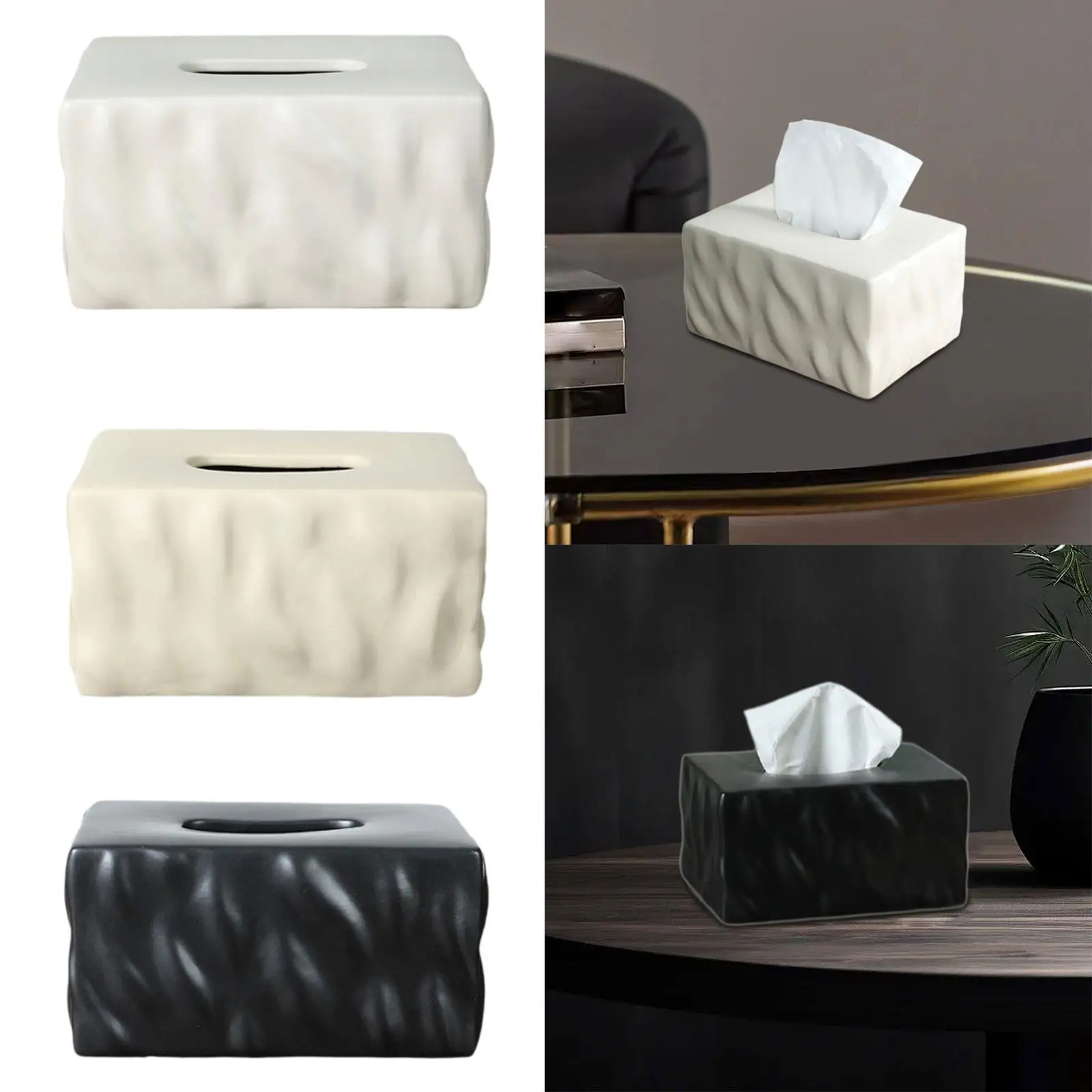 Rectangular Napkin Storage Box Napkin Organizer Cover Ceramic Tissue Box for Desk Office Bedroom Car Restaurant 3