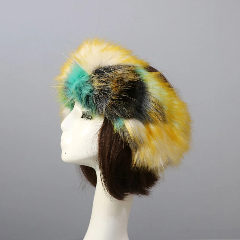 Colourful Pink Women Winter Warm Faux Fox Fur Hats Visor Cap Fluffy Fur Fashion Russian Style Female Round Cap Headgear Fur Caps 5