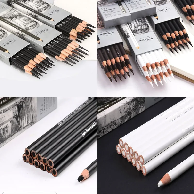 12 Pcs/box Square Sketch Charcoal Stick Compression Drawing Charcoal Chalk Drawing Strips Student Art Painting Supplies 6