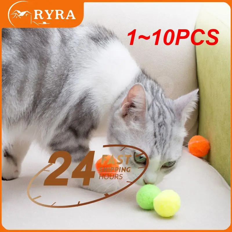 

1 ~ 10 шт. милые игрушки для кошек стрейчевый плюшевый мяч 0,98 дюйма забавная игрушка для кошек мяч творческий красочный интерактивный помпон для кошек Игрушка для жевания