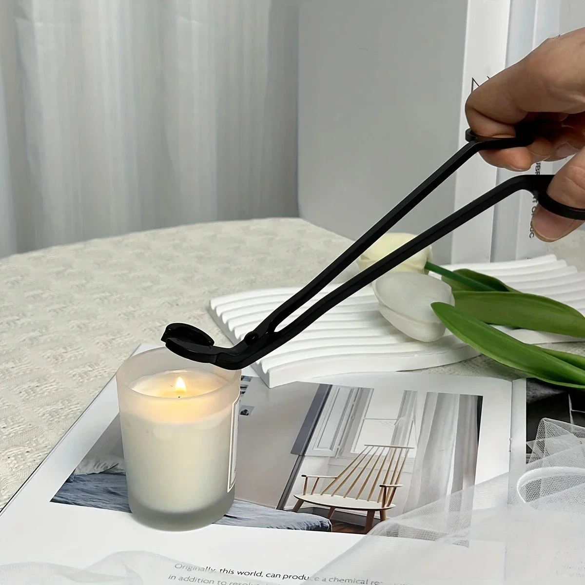 Taglia Stoppino Candele Acciaio Inox 18cm Vassoio Integrato Per Candele