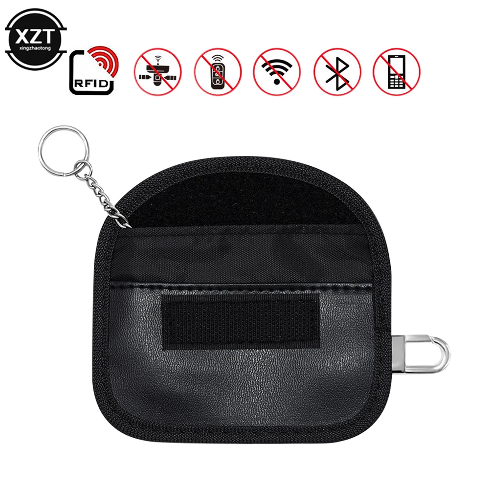 RFID Signal Blocking Bag Car Fob Signal lock Blocker Mini PU Case Wallet for Keyless Car Keys Radiation Protection Cell Phone car key blocker car key shielding box faraday key fob protector
