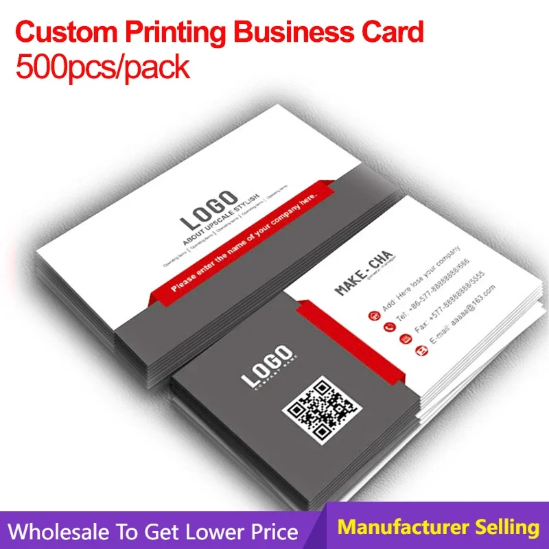 500pcs Custom Printing Double Sided Business Card 300g High Quality Paper Customized Name Cards Logo Printed Thank You Card custom business card printing double sided cards coated paper production of high grade business coated color waterproof pvc cmyk