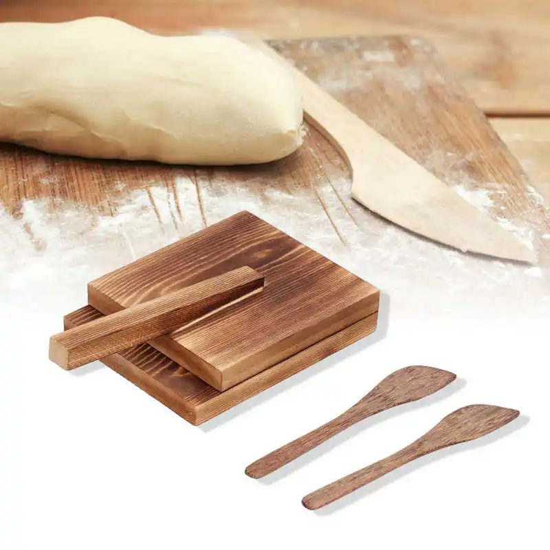 

Wooden Dough Pressing Tool with Dumpling Knife Nonslip Dumpling Skin Presser Dumpling Wrapper Making Mold Kitchen Gadgets Tool