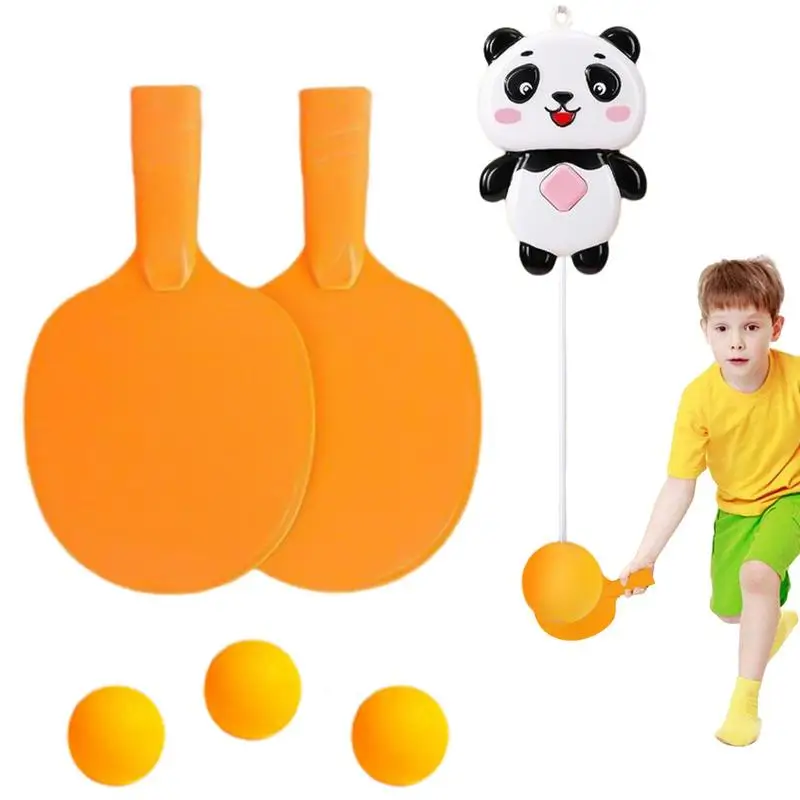 

Ping-Pong Practice Trainer Cartoon Panda Adjusatble Table Tennis Exerciser Pingpong Balls Training Self Workout Equipment For