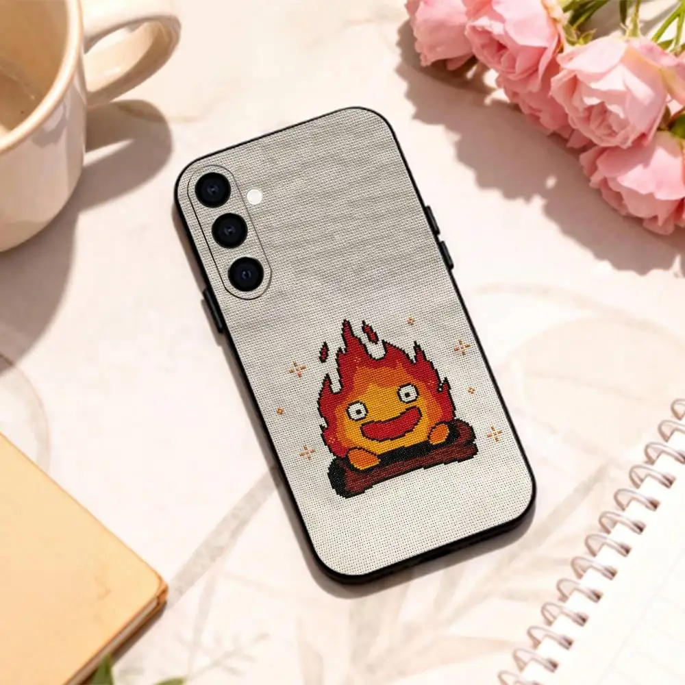 Charming Anime C-Cute Calcifer Soft Black Phone Case