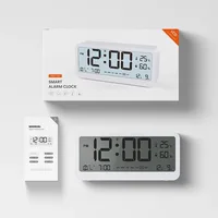 LCD Digital Alarm Clock Mute Electronic Clock Temperature Humidity Calendar Week Display Smart Night Light Mode Bedroom Clocks 5