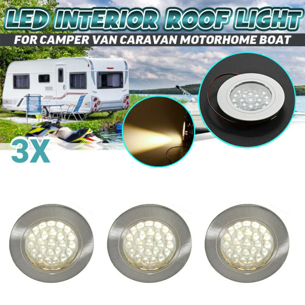 

3/6/9 Pcs 12v LED touch light with wires Boat Caravan Motorhome Warm Spot Light Warm White LED Touch Light With Wires