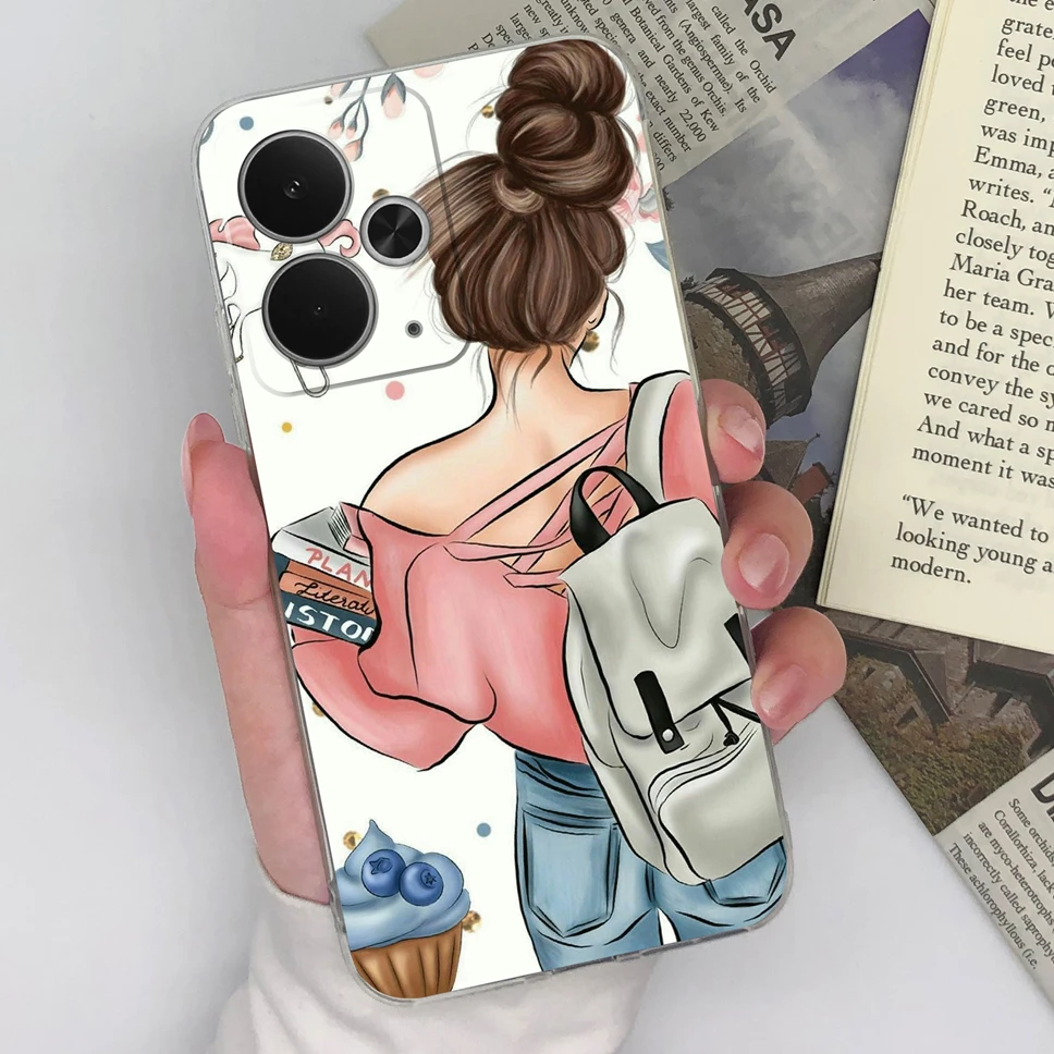 Chic Transparent TPU Silicone Phone Case with Lovely Design Patterns