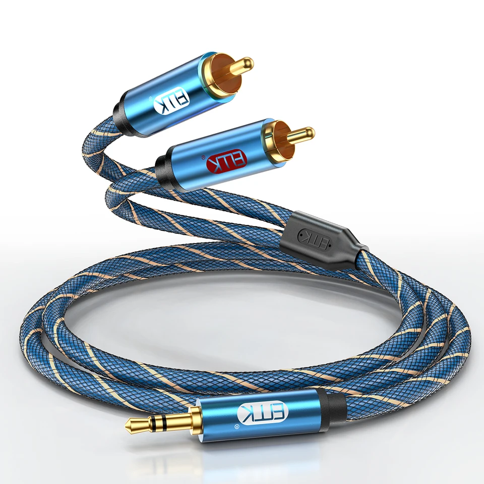 RAWAUX 90 graden gehoekte RCA-audiokabel, 2 m RCA-stereo-audiokabel, rechthoekige subwooferkabel voor versterkers, luidsprekers, soundbar, thuisbioscoop en hifi-systemen
