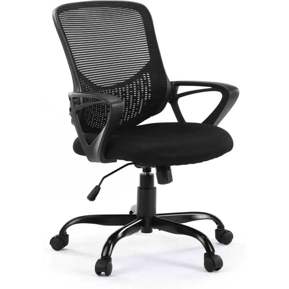 

Desk Chair Black Home Office Ergonomic Computer Desk Chair Mesh Mid-Back Height Adjustable Swivel Chair With Armrest
