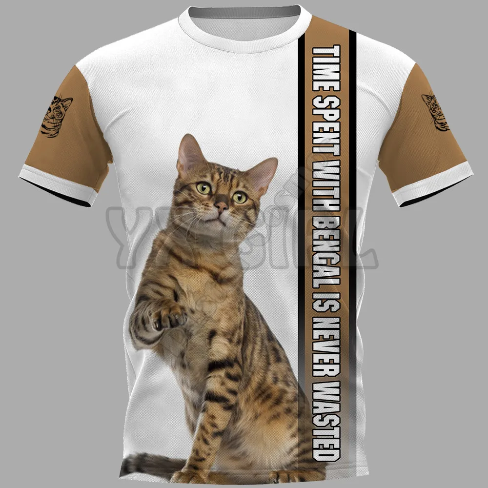 Лето 2022, модная футболка, время потраченное с Бенгальской символикой, никогда не тратьтесь, 3D футболка со смешным принтом собаки, топы, рубашки, футболка унисекс