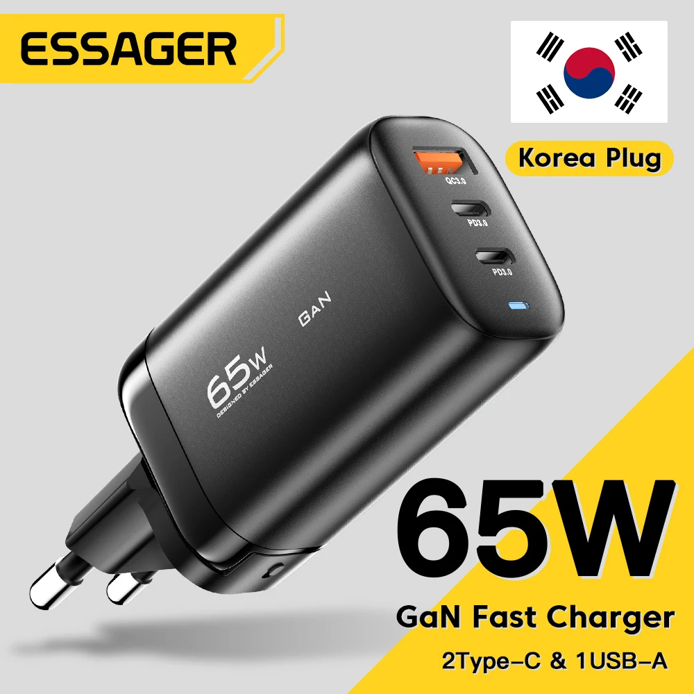 Essager-cargador USB tipo C GaN para ordenador portátil, adaptador de carga  rápida PD para iPhone 14, 13, 12 Pro, Macbook y Samsung, 65W - AliExpress